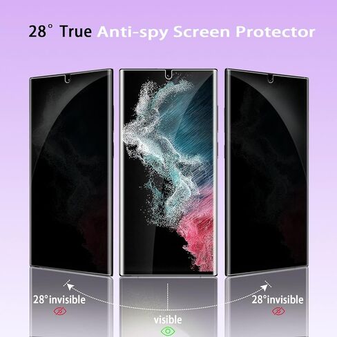 [عبوتان + 2] واقي شاشة للخصوصية Samsung Galaxy S22 Ultra + واقي عدسة الكاميرا، واقي شاشة مرن للخصوصية [ليس زجاجًا] [يدعم بصمة الإصبع] [تغطية كاملة] in Kuwait