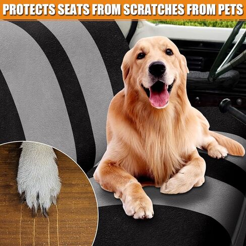 غطاء مقعد عالمي مناسب لمقاعد الشاحنة والسيارة، حماية قوية وتدوم طويلاً من المخمل الهولندي غطاء وسادة السيارة (أسود ورمادي) in Kuwait