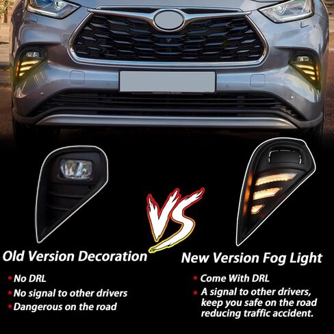 2PCs LED Front Bumper Fog Lights Compatible with 2020-2023 Toyota Highlander White DRL Amber Dynamic Turn Signal Lamps in Saudi Arabia