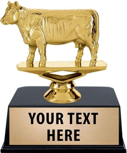 Crown Awards Cow Trophies with Custom Engraving, 4.5" Personalized Angus Cow Trophy On Black Base Prime in Saudi Arabia