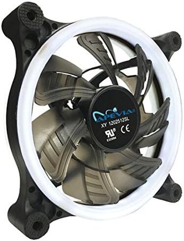APEVIA 12L-CWH 120mm Silent Dual Rings White LED Fan with 32 x LEDs & 8 x Anti-Vibration Rubber Pads in Kuwait