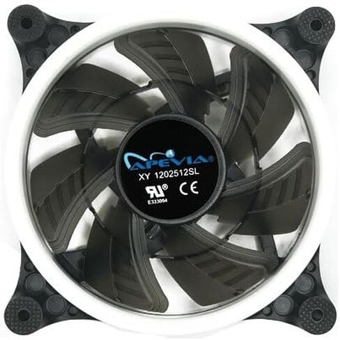 APEVIA 12L-CWH 120mm Silent Dual Rings White LED Fan with 32 x LEDs & 8 x Anti-Vibration Rubber Pads in Kuwait