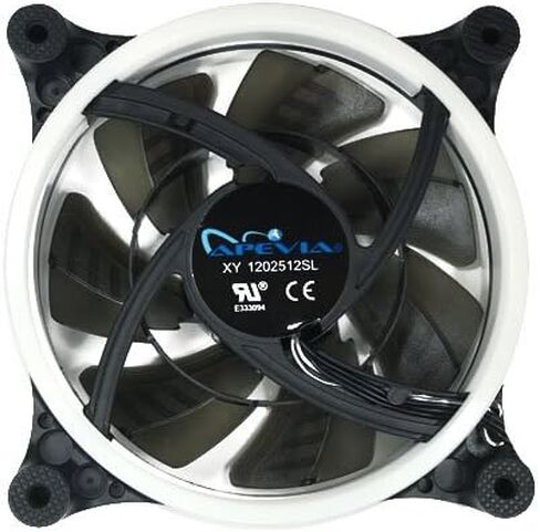 APEVIA 12L-CWH 120mm Silent Dual Rings White LED Fan with 32 x LEDs & 8 x Anti-Vibration Rubber Pads in Kuwait