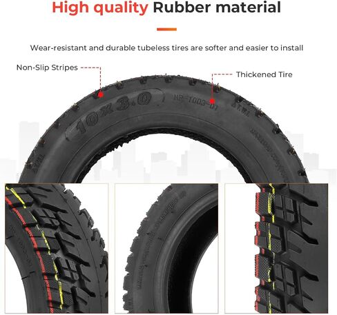 إطار بدون أنبوب للطرق الوعرة 10x3، إطار بديل للسكوتر الكهربائي 80/65-6 255x80، مع صمام هواء للإطارات، للإطارات السميكة 10 بوصة in Saudi Arabia