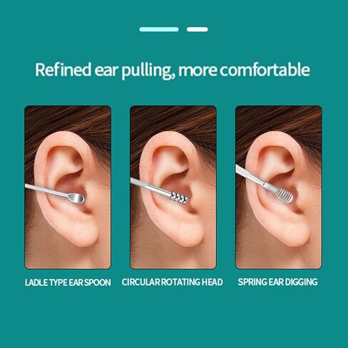 مجموعة إزالة شمع الأذن مكونة من 6 قطع، مجموعة أدوات تنظيف الأذن، أداة إزالة شمع الأذن مع حقيبة جلدية أرجواني فاتح D in Kuwait