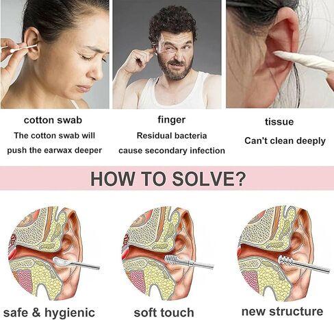 مجموعة إزالة شمع الأذن مكونة من 6 قطع، مجموعة أدوات تنظيف الأذن، أداة إزالة شمع الأذن مع حقيبة جلدية أرجواني فاتح D in Kuwait