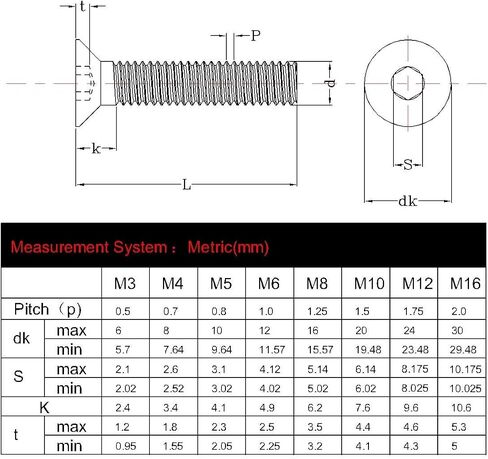 M6-1.0 × 30MM Flat Head Socket Cap Screws Countersunk Bolts Allen Socket Drive 304 Stainless Steel 18-8, Full MachineThread, 30PCS in Saudi Arabia