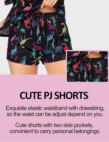 HOTOUCH Pajama Shorts for Women Cute Pjs Cozy Pijamas Sleep Wear Short Sleeve Ladies Soft Pajama Sleep Sets Dinosaur S in Saudi Arabia