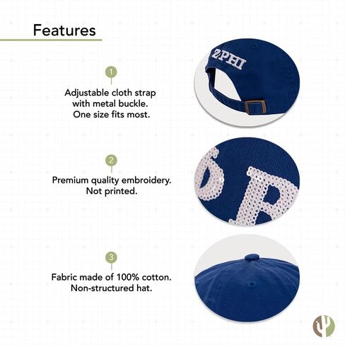 Desert Cactus Zeta Phi Beta Baseball Hat Brimmed Embroirderd Cap Adjustable Cloth Strap Adult (Style 2) Blue in Saudi Arabia