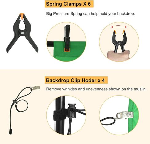 Backdrop Stand, 6.6x10ft(2x3m) Photo Studio Adjustable Background Stand Support Kit with 5 Crossbars, 6 Backdrop Clamps and and Carrying Bag for Portrait & Studio Photography in Saudi Arabia
