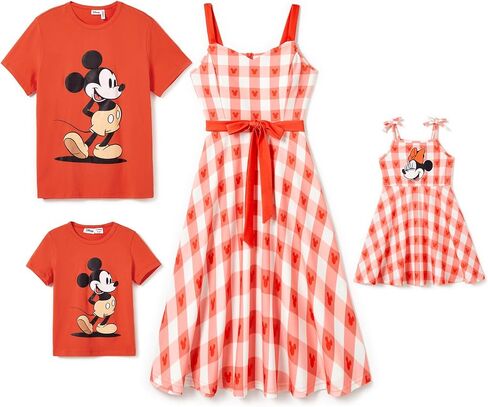 Disney Mickey and Friends Family Vacation Matching Cami Ruffled Dresses and Striped T-Shirts Sets in Saudi Arabia