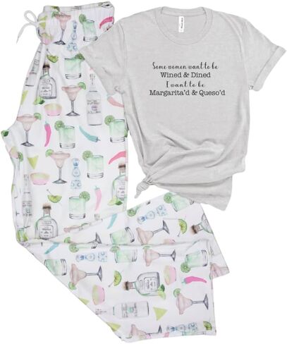Cocktail Print Pajamas, Margarita Pajamas, Summer Pajamas for Women, Margarita Gifts in Kuwait