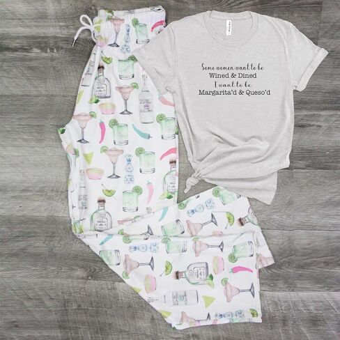Cocktail Print Pajamas, Margarita Pajamas, Summer Pajamas for Women, Margarita Gifts in Kuwait