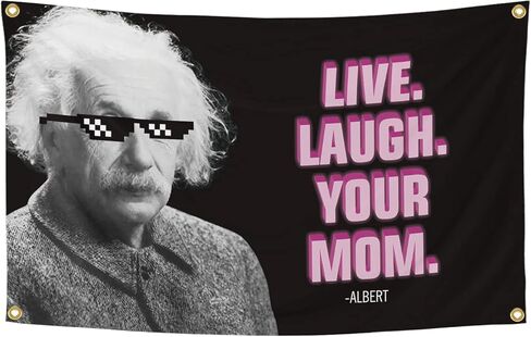 أعلام مضحكة للضحك المباشر على غرفة علم أمك مقاس 3 × 5 أقدام راية رائعة منسوجة للرجال على شكل كهف لتزيين الحائط مع حلقات نحاسية لغرفة النوم الجامعية (012) in Kuwait