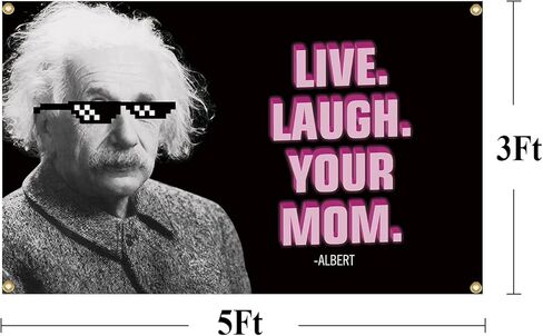 أعلام مضحكة للضحك المباشر على غرفة علم أمك مقاس 3 × 5 أقدام راية رائعة منسوجة للرجال على شكل كهف لتزيين الحائط مع حلقات نحاسية لغرفة النوم الجامعية (012) in Kuwait