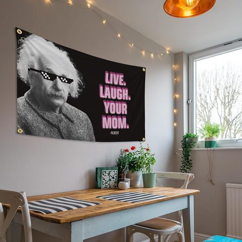 أعلام مضحكة للضحك المباشر على غرفة علم أمك مقاس 3 × 5 أقدام راية رائعة منسوجة للرجال على شكل كهف لتزيين الحائط مع حلقات نحاسية لغرفة النوم الجامعية (012) in Kuwait