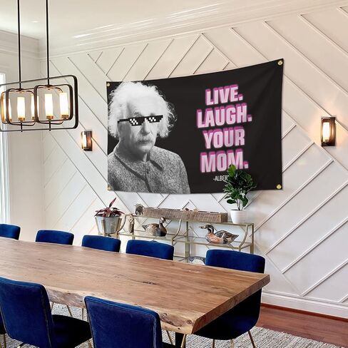 أعلام مضحكة للضحك المباشر على غرفة علم أمك مقاس 3 × 5 أقدام راية رائعة منسوجة للرجال على شكل كهف لتزيين الحائط مع حلقات نحاسية لغرفة النوم الجامعية (012) in Kuwait