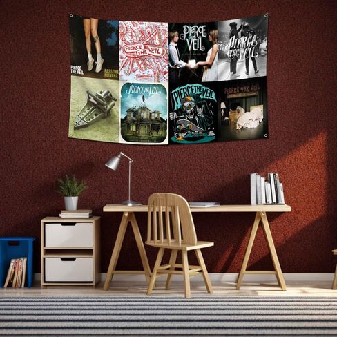 ENMOON Pierces the Veil Music Album Cover Tapestry Flag 4x4Ft Bedroom Bar College Dorm Room Decor in Saudi Arabia