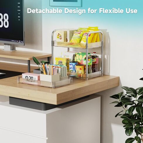 NiHome 3-Tier Clear Acrylic Rolling Utility Cart with Handles for Home, Office - Deep Baskets, Secure Braking Wheels & Smooth Surface for Books, Snacks & More, Easy to Assemble Mobile Storage Solution in Saudi Arabia