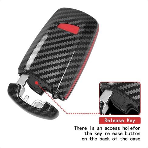 TANGSEN Smart Key Fob Case Compatible with BMW 1 3 4 5 6 7 Series GT3 GT5 M5 M6 X3 X4 3 4 Button Keyless Entry Remote Personalized Protective Cover Plastic Carbon Fiber Pattern Red Silicone in Saudi Arabia