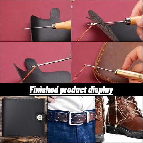 أدوات عمل جلدية، خيط شمعي بخمسة ألوان، إبر خياطة يدوية جلدية مع أداة خياطة جلدية، مخرز خياطة، وأدوات جلدية أخرى للمبتدئين من الجلد DIY in Kuwait