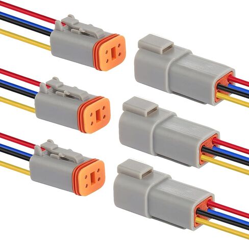 HYAT 14 AWG 4 Pin DT Connector Waterproof Automotive Electrical Connector, Male and Female Way Auto Electrical Wire Connectors Harness for Car Truck Boat Motorcycle Trike Caravan - 3 Pack in Saudi Arabia