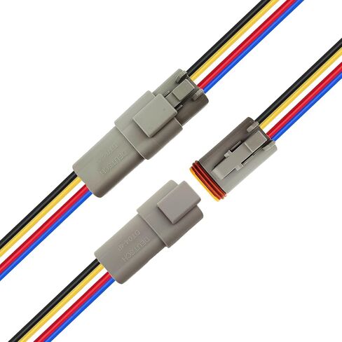 HYAT 14 AWG 4 Pin DT Connector Waterproof Automotive Electrical Connector, Male and Female Way Auto Electrical Wire Connectors Harness for Car Truck Boat Motorcycle Trike Caravan - 3 Pack in Saudi Arabia