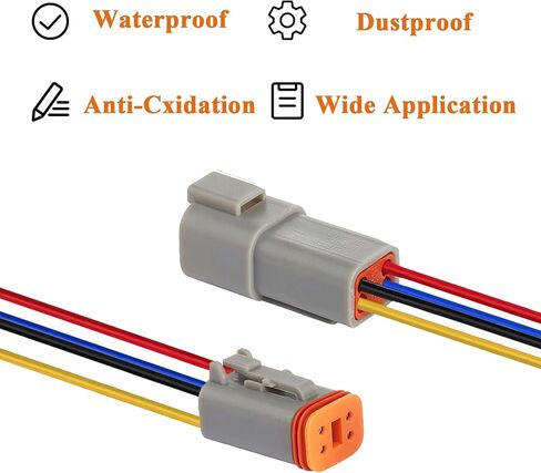 HYAT 14 AWG 4 Pin DT Connector Waterproof Automotive Electrical Connector, Male and Female Way Auto Electrical Wire Connectors Harness for Car Truck Boat Motorcycle Trike Caravan - 3 Pack in Saudi Arabia