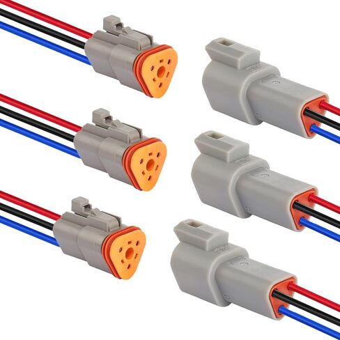 HYAT 14 AWG 4 Pin DT Connector Waterproof Automotive Electrical Connector, Male and Female Way Auto Electrical Wire Connectors Harness for Car Truck Boat Motorcycle Trike Caravan - 3 Pack in Saudi Arabia
