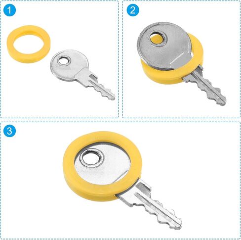 PATIKIL Key Caps Covers Rings, 10 Pack 0.9" Keys Identifiers Covers Coding Tags Marker Round Silicone Sleeve for Office House Apartment, Yellow in Saudi Arabia