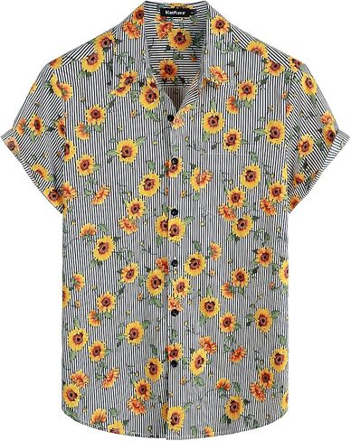 VATPAVE Mens Floral Hawaiian Shirt Casual Button Down Short Sleeve Aloha Beach Shirts in Saudi Arabia