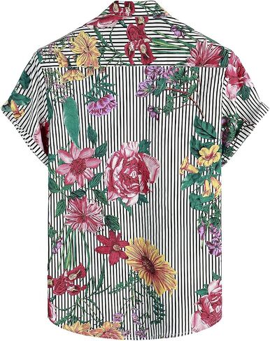 VATPAVE Mens Floral Hawaiian Shirt Casual Button Down Short Sleeve Aloha Beach Shirts in Saudi Arabia