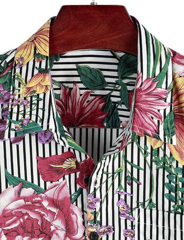 VATPAVE Mens Floral Hawaiian Shirt Casual Button Down Short Sleeve Aloha Beach Shirts in Saudi Arabia