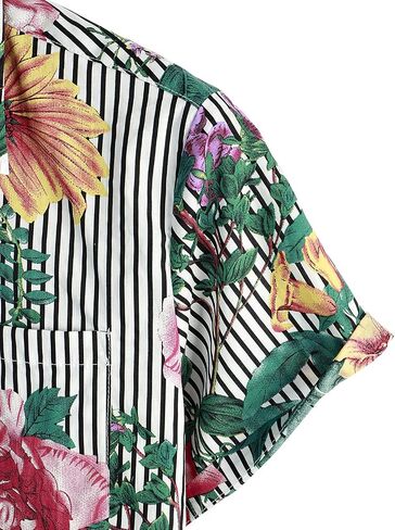 VATPAVE Mens Floral Hawaiian Shirt Casual Button Down Short Sleeve Aloha Beach Shirts in Saudi Arabia