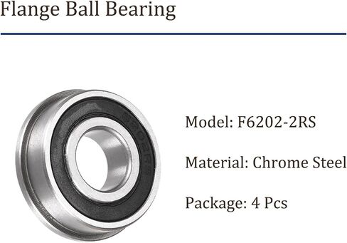 4Pcs F6202-2RS Flange Ball Bearing - [15x35x11mm] Replacement Precision Bearing Chrome Steel for Industrial Equipment, Double Sealed in Saudi Arabia