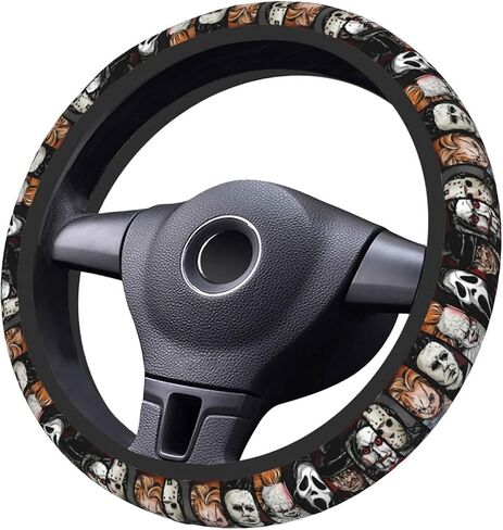 Halloween Horror Movie Steering Wheel Cover Universal 15 in Car Accessories for Men Women,Steering Wheel Protector Comfortable Protective Case for SUV Sedan Decor (7, One Size) (6) (2) (1) in Saudi Arabia