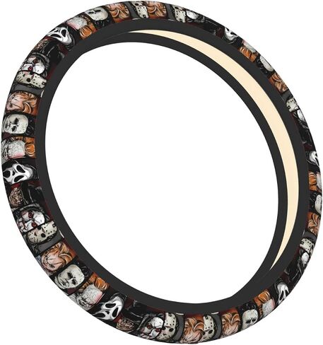 Halloween Horror Movie Steering Wheel Cover Universal 15 in Car Accessories for Men Women,Steering Wheel Protector Comfortable Protective Case for SUV Sedan Decor (7, One Size) (6) (2) (1) in Saudi Arabia