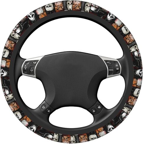 Halloween Horror Movie Steering Wheel Cover Universal 15 in Car Accessories for Men Women,Steering Wheel Protector Comfortable Protective Case for SUV Sedan Decor (7, One Size) (6) (2) (1) in Saudi Arabia