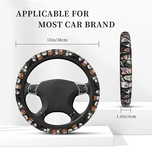 Halloween Horror Movie Steering Wheel Cover Universal 15 in Car Accessories for Men Women,Steering Wheel Protector Comfortable Protective Case for SUV Sedan Decor (7, One Size) (6) (2) (1) in Saudi Arabia