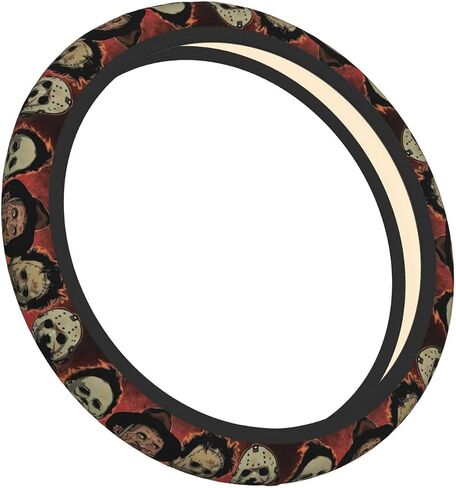Halloween Horror Movie Steering Wheel Cover Universal 15 in Car Accessories for Men Women,Steering Wheel Protector Comfortable Protective Case for SUV Sedan Decor (7, One Size) (6) (2) (1) in Saudi Arabia