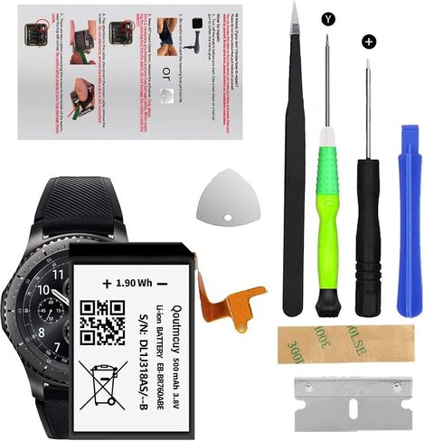 [500 مللي أمبير] بطارية بديلة لجهاز Samsung Gear S3 Frontier (SM-R760) وGear S3 Classic، بطارية مطورة لجهاز SM-R770، BR760، R765، EB-BR760ABE، GH43-04699A مع مجموعة أدوات إصلاح احترافية DIY. in Kuwait