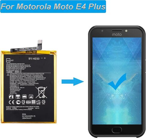 بطارية بديلة مدمجة HE50 متوافقة مع Moto E4 Plus XT1770 XT1775 XT1776 SNN5990A 4850 مللي أمبير 3.8 فولت in Saudi Arabia