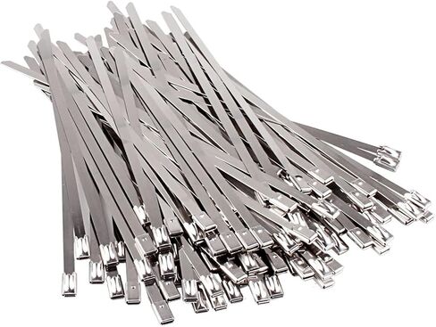 Metal Zip Ties - 304 Stainless Steel Cable Ties Heavy-Duty for Outdoor Fences, Machinery, Vehicles, Exhaust Wrap, Farms, Pipes, and Roofs - 11.8 Inch 100pcs - Self-Locking Cable Ties (100PCS) in Saudi Arabia