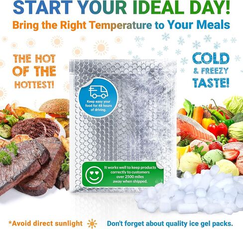 AMZ فقاعات بريدية معزولة حراريًا مقاس 60.96 سم × 50.8 سم، عبوة من 10 أكياس شحن معزولة باللون الفضي المعدني للأغذية، وأظرف مبطنة ذاتية الغلق، ومرسل فقاعات حراري مقاوم للماء، وأظرف شحن من الرقائق المعدنية in Kuwait