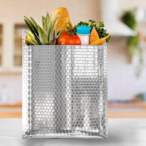 AMZ فقاعات بريدية معزولة حراريًا مقاس 60.96 سم × 50.8 سم، عبوة من 10 أكياس شحن معزولة باللون الفضي المعدني للأغذية، وأظرف مبطنة ذاتية الغلق، ومرسل فقاعات حراري مقاوم للماء، وأظرف شحن من الرقائق المعدنية in Kuwait