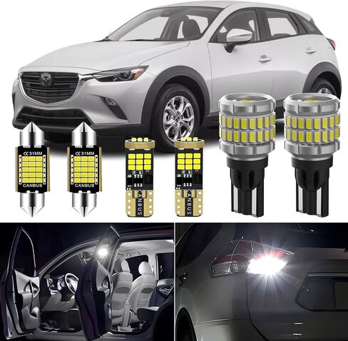 AENVTOL 10 Pieces Interior LED Lights Kit for Mazda CX-3 2016 2017 2018 2019 2020 2021 White LED Interior Bulbs Package + License Plate Lights, Install Tool in Saudi Arabia