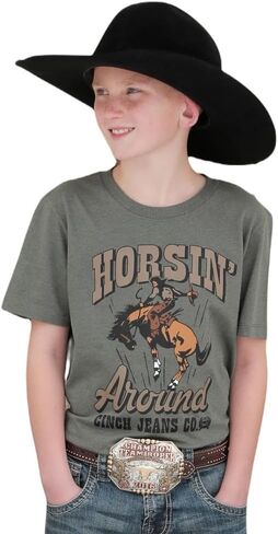 Cinch Boys Short Sleeve Olive Horsin Around T-Shirt in Saudi Arabia