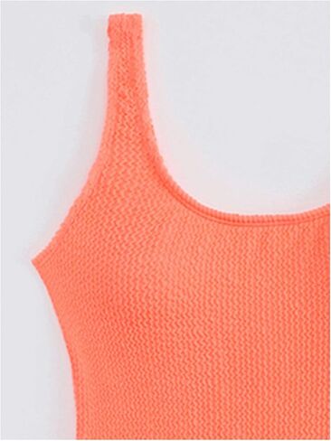 MakeMeChic Women's Textured One Piece Swimsuit Backless Scoop Neck High Cut Thong Bathing Suit in Saudi Arabia