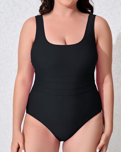 SKIZZE One Piece Swimsuit Women Tummy Control Cross Back Plus Size Bathing Suit High Waisted Scoop Neck Swimwear in Saudi Arabia