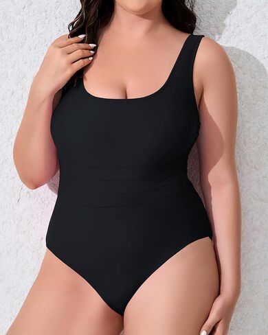 SKIZZE One Piece Swimsuit Women Tummy Control Cross Back Plus Size Bathing Suit High Waisted Scoop Neck Swimwear in Saudi Arabia